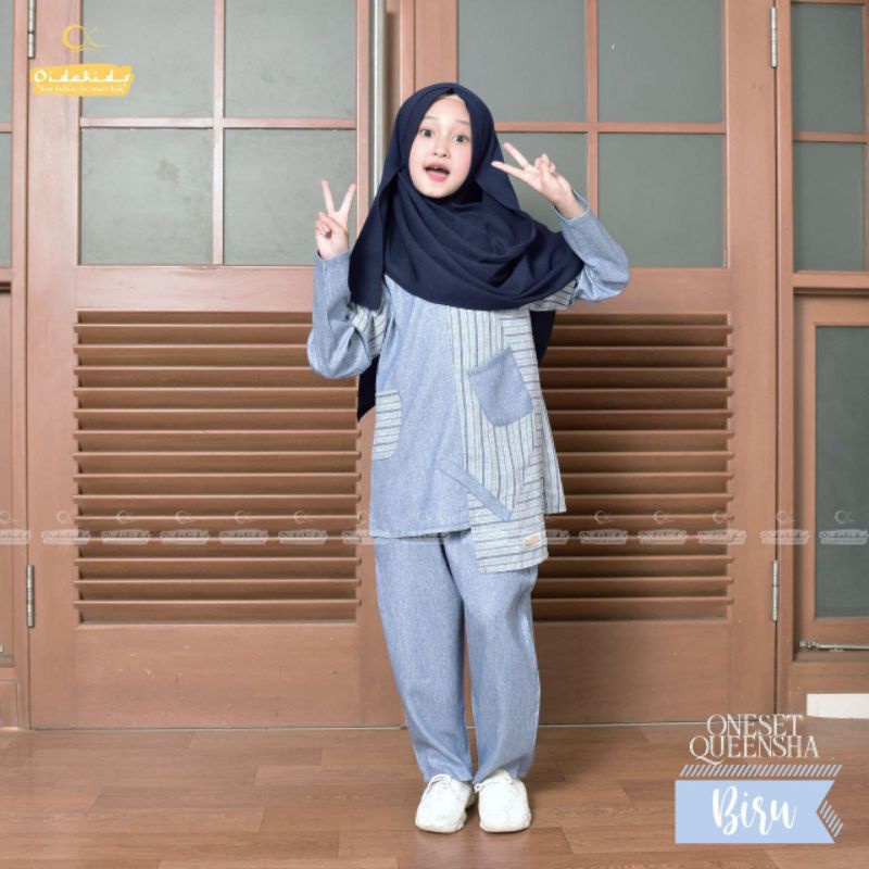 One set tunik queensha oidokids/baju muslim anak perempuan