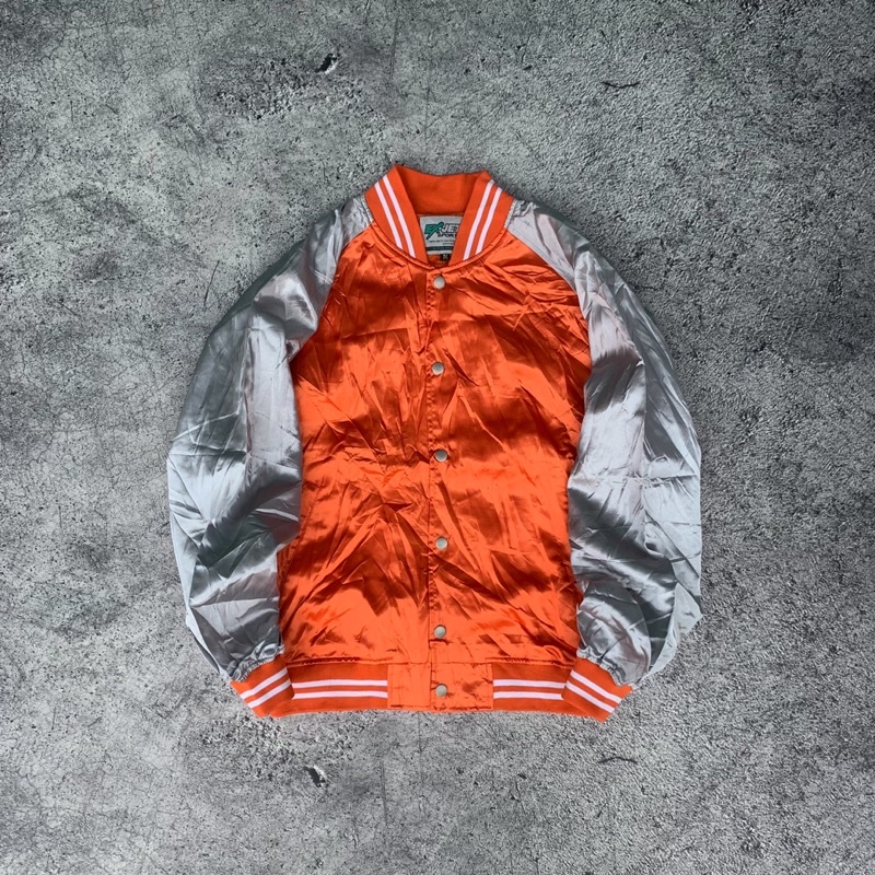 ExJet Baseball Vtg❗THRIFT❗Jaket Vintage 90s Parasut Colorblock, Harrington Jaket Leather Jadul Casua