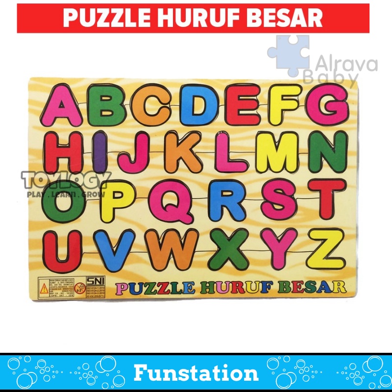 Mainan Anak Edukasi Puzzle Kayu Abjad Alphabet Huruf Besar Kapital ABC SNI - T6
