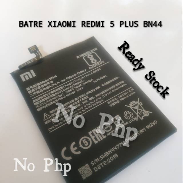 BATERAI BATRE XIAOMI REDMI 5 PLUS BN44 ORIGINAL BATRE BATTERY BN44