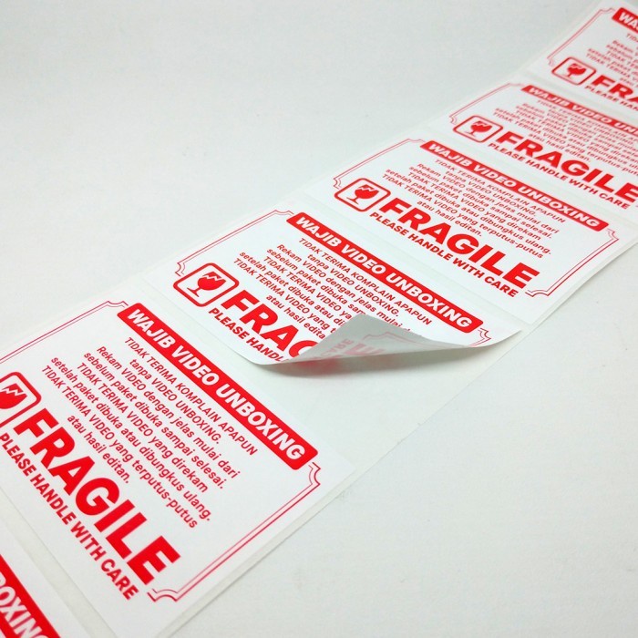 

ghg Sticker Label FRAGILE Stiker Wajib Video Unboxing 8 x 5 cm (1 Roll isi pcs)