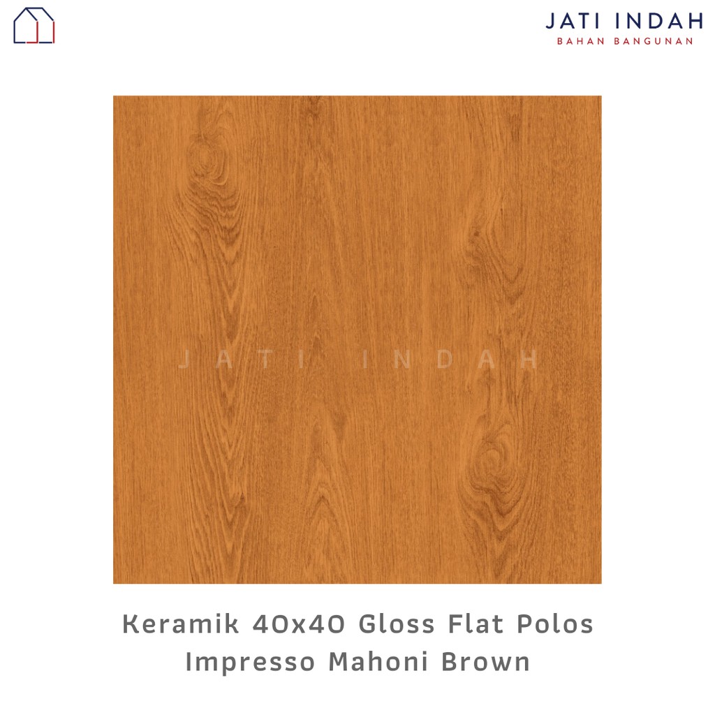 KERAMIK MOTIF KAYU 40X40 CM KIA IMPRESSO MAHONI BROWN HALUS GLOSSY
