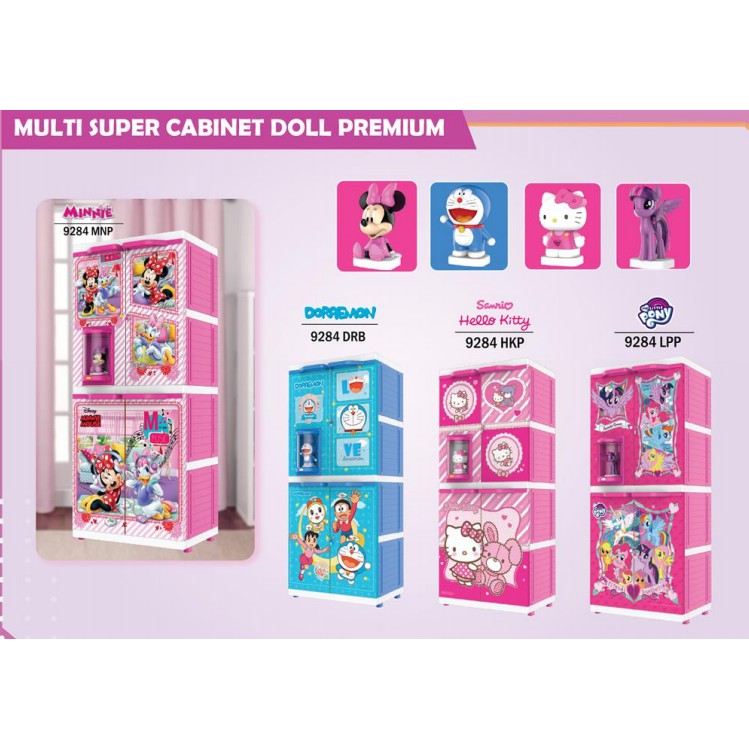 Lemari pakaian boneka anak perempuan MSC Doll Printing Naiba Tempat Penyimpanan Baju Rak Serbaguna L