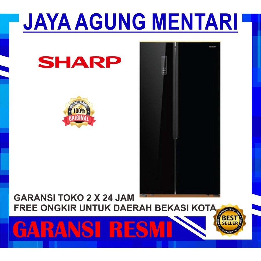 KULKAS SHARP SJ-IS61G-BK KULKAS 2 PINTU SIDE BY SIDE SJ IS 61 GBK