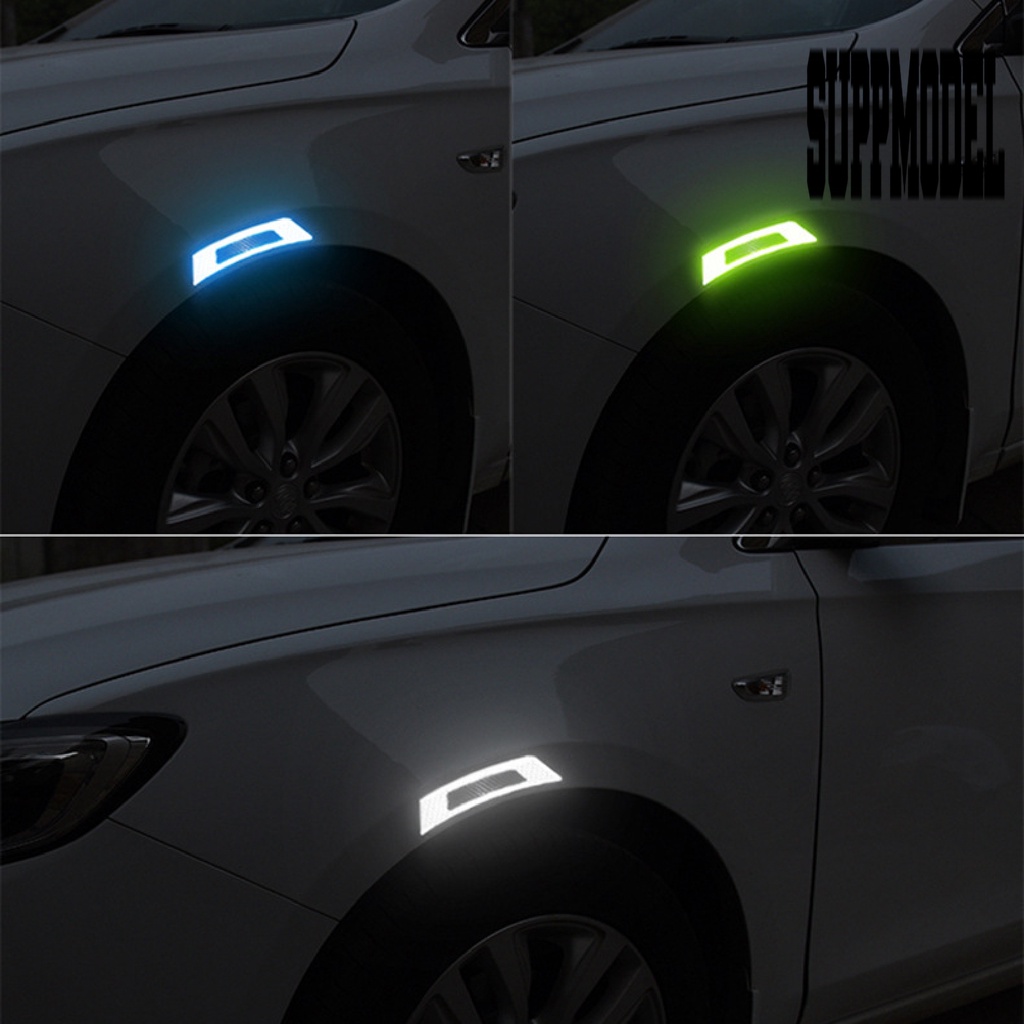 2pcs Stiker Peringatan Reflektif Anti Gores / Tabrakan Motif Carbon Fiber Untuk Pintu Mobil