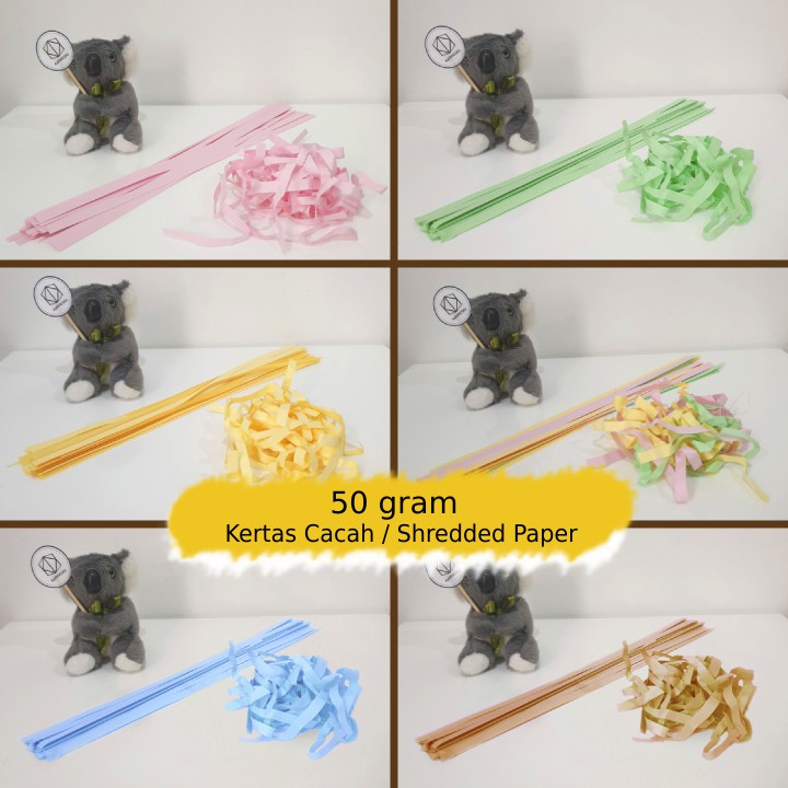 

50 gr Kertas Potongan Shredded Paper Cacah Potong Serut Murah Packing Hampers