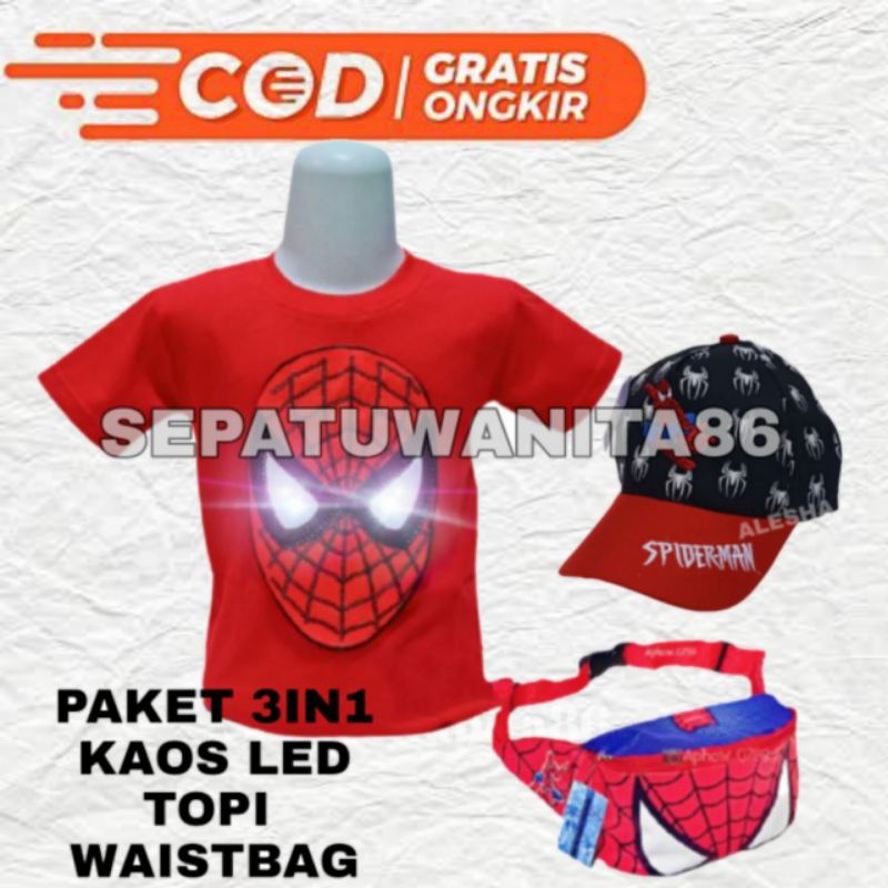 Kaos Spidrmaan Led Kaos usap baju anak laki laki baju super hero