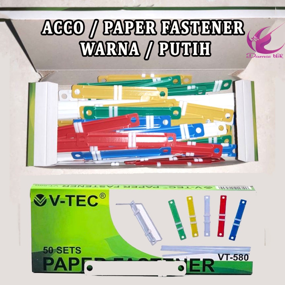 

paper fastener file / acco / aco / ako plastik V-Tec putih / berwarna