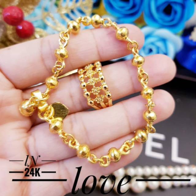 Xuping gelang dan cincin lapis emas 24k 1367j
