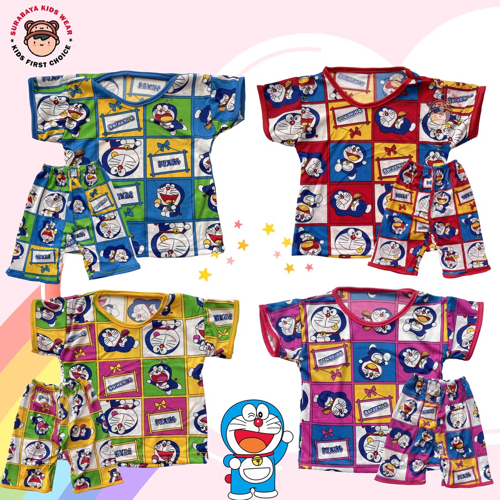 Setelan Baju Anak Perempuan Print Warna Motif Kartun