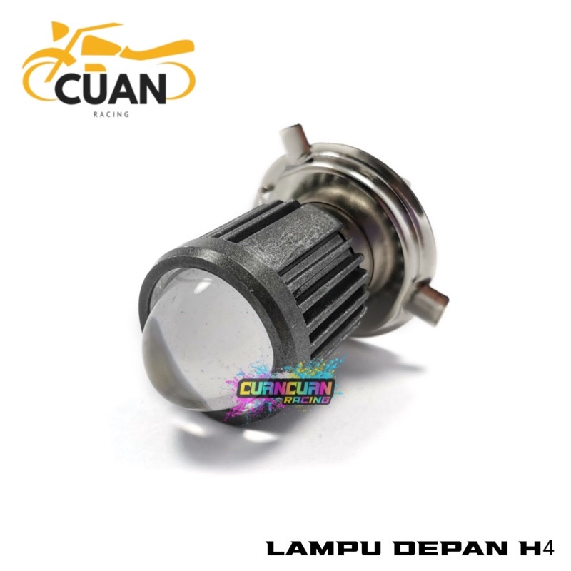 Lampu LED Motor Depan Projie Socket H4 Vixion M3A PRO Hi/Lo 2Warna Arus AC DC PNP Watt 18+18