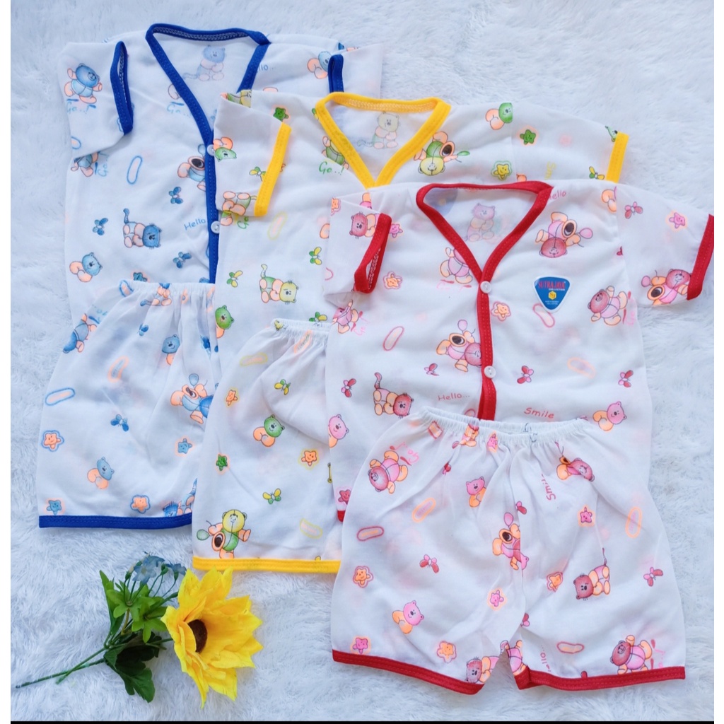 Setelan baju bayi lengan pendek/3 setel baju piyama bayi/ setelan piyama bayi baru lahir/ set baju bayi new born