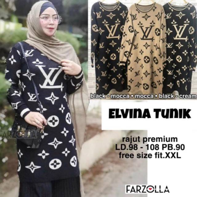 LV ELVINA tunik muslim rajut premium ORIGINAL by Farzolla