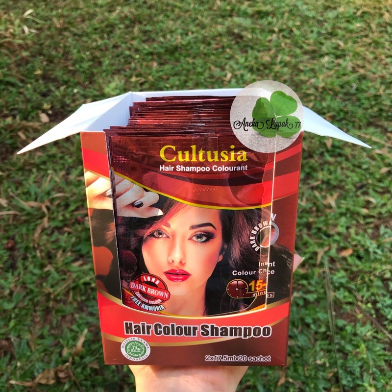 20 Sachet Shampo Cultusia Hair Colour Dark Brown  Shampo pewarna Rambut