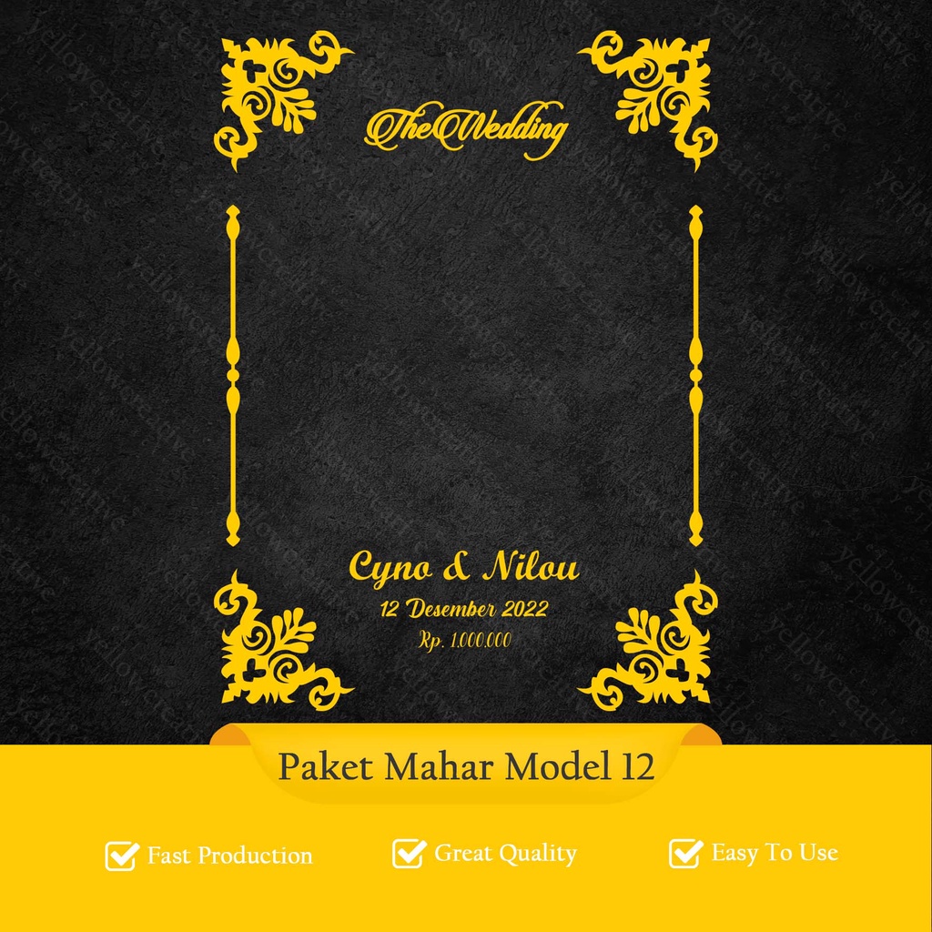 Satu Set Dekorasi Mahar Akrilik Emas/Silver dan Plywood Dekorasi Mahar Akrilik Emas/Silver dan Plywo