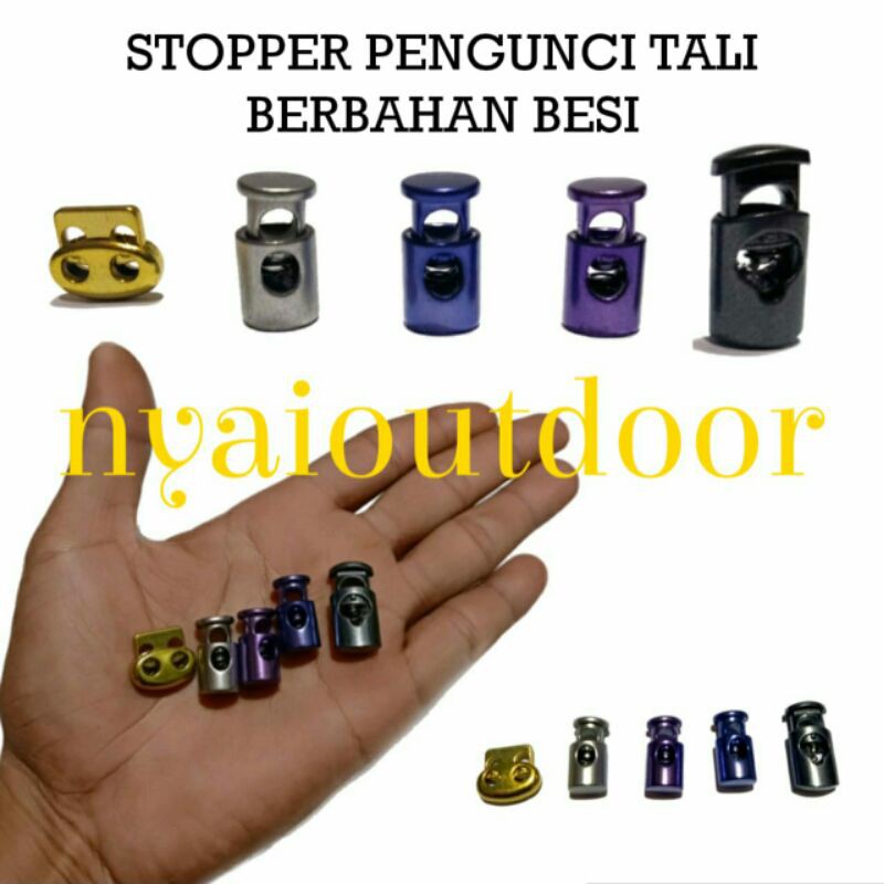 stoper stopper pengunci tali jaket celana sepatu bahan besi garmen