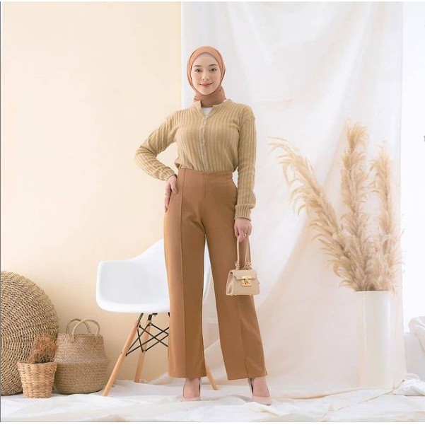 Leon Kullot Scuba Premium / Celana Panjang Kulot Polos Wanita / Celana Panjang Polos Murah Korean Outfit- BV0G-7