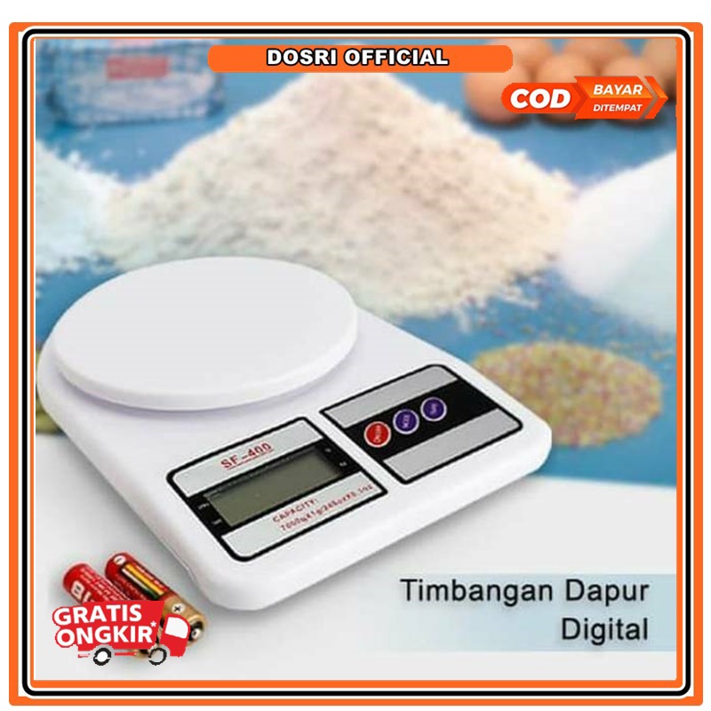 [BISA COD] Timbangan Dapur Digital 10 kg (Gratis 2 Baterai)