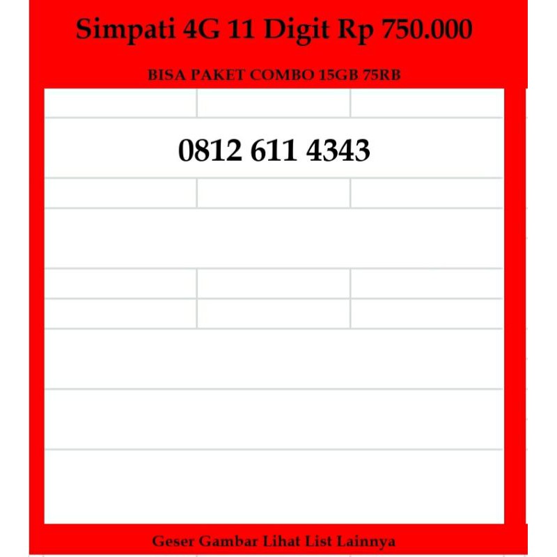 Hot Promo Nomor Cantik Simpati 11 Digit Kartu Perdana ...