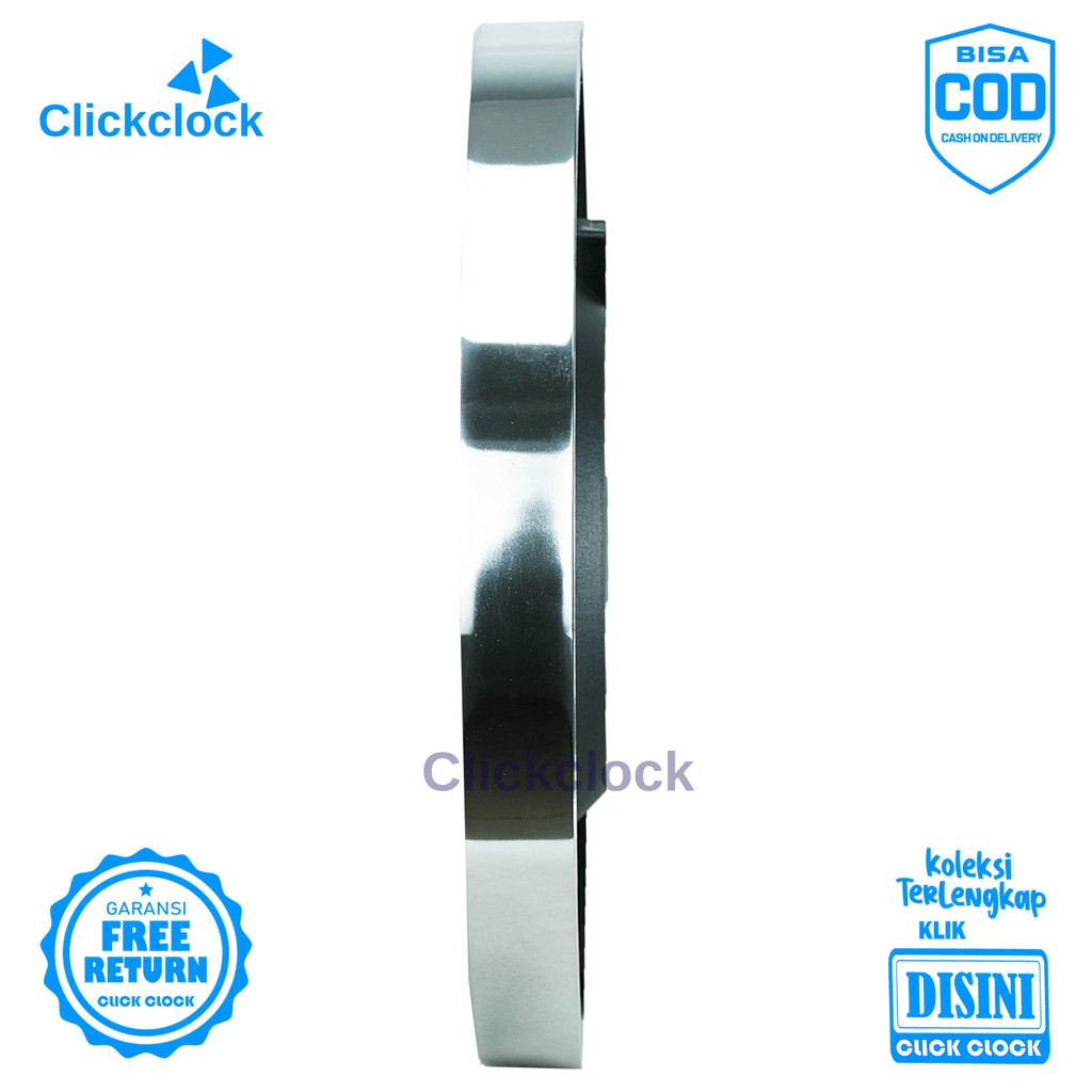 Jam Dinding Quartz Minimalis Silver Chrome Sakana 711 Besar Dekorasi Dinding Unik