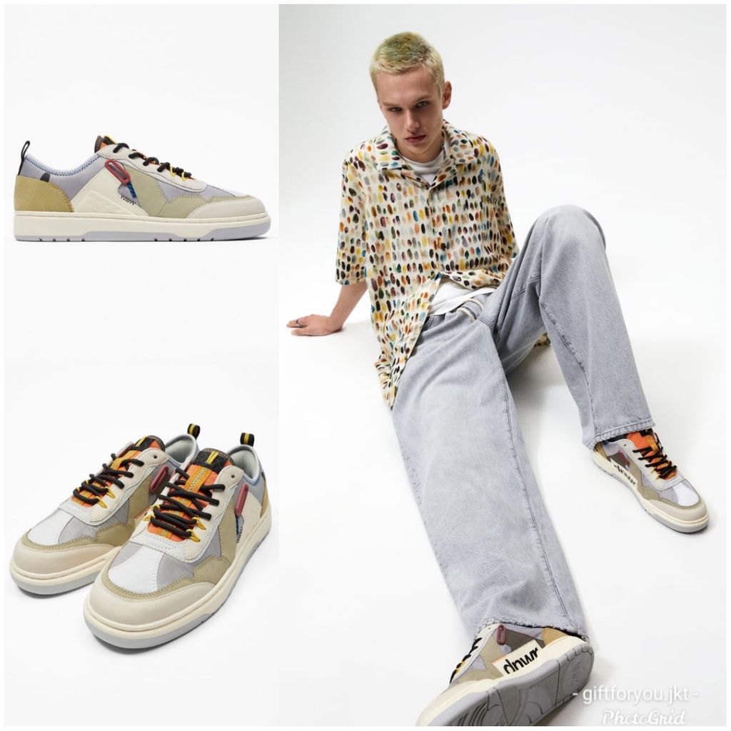 Sepatu Pria Zara Multicoloured Trek Trainers Shoes Man Pria Cowok Laki-laki Sneaker Casual Olahraga 