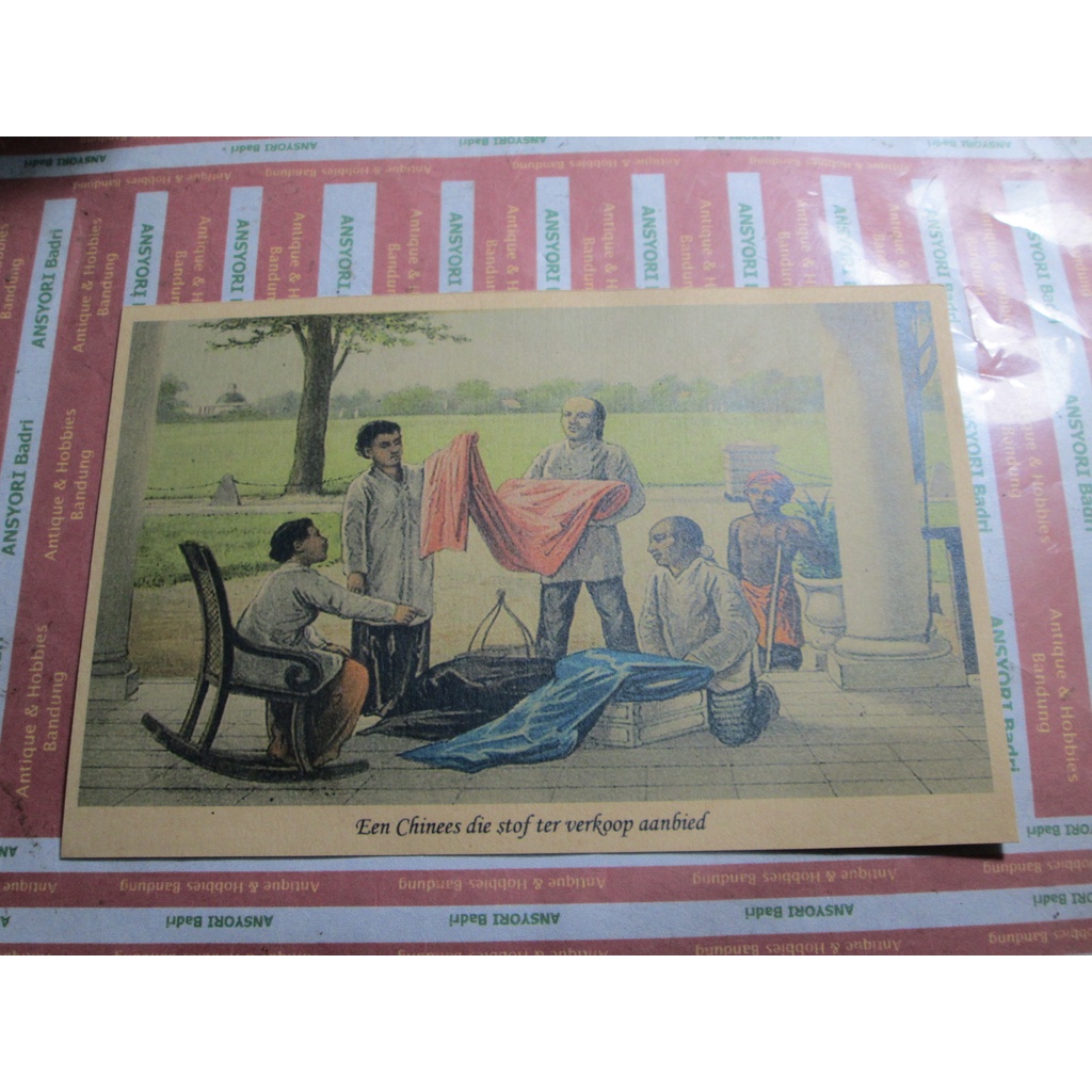 

kartu pos jaman belanda penjual kain iklan m087