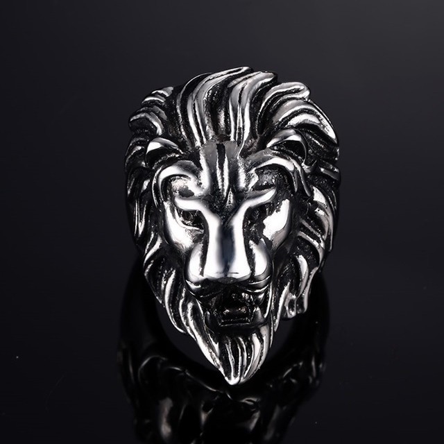 SEUSUK Cincin Punk Desain Singa Bahan Stainless Steel untuk Pria COD Ring