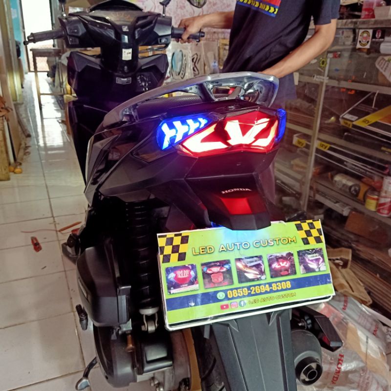 lampu stop custom sen lazy led Biru DRL running vario 125/150 led old PNP