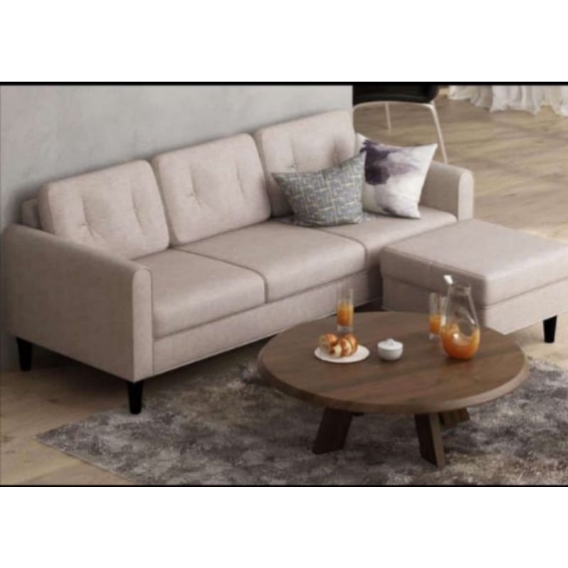 SOFA L MINIMALIS 3 SET KAKI KAYU SOFA RETRO (TANPA MEJA)