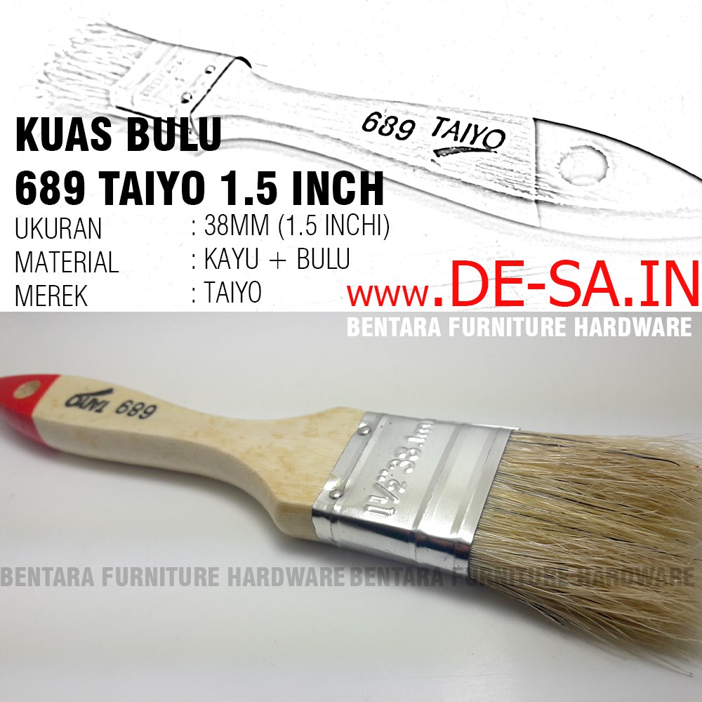 689 Taiyo Kuas Bulu 1.5 Inchi - Bristle Painting Brush