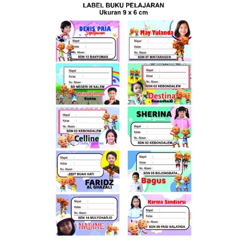

Stiker Label Buku Custom Nama + Foto Murah 9 x 6 cm