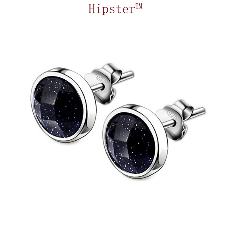 Trendy Fashion Unisex Style All-Match Black Agate Square Stud Earrings