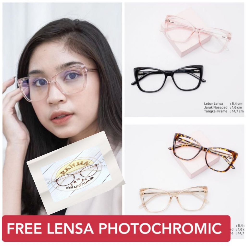 Frame Kacamata Wanita Cat Eye 2001 FREE LENSA BLUERAY | PHOTOCHROMIC | MINUS free BOX LAP