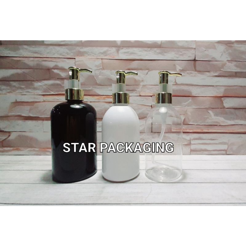 Botol 250ml Oval Botol Pump 250ml Oval Botol Pump 360ml Oval Tutup Pump Clip On Luxury Gold/Silver