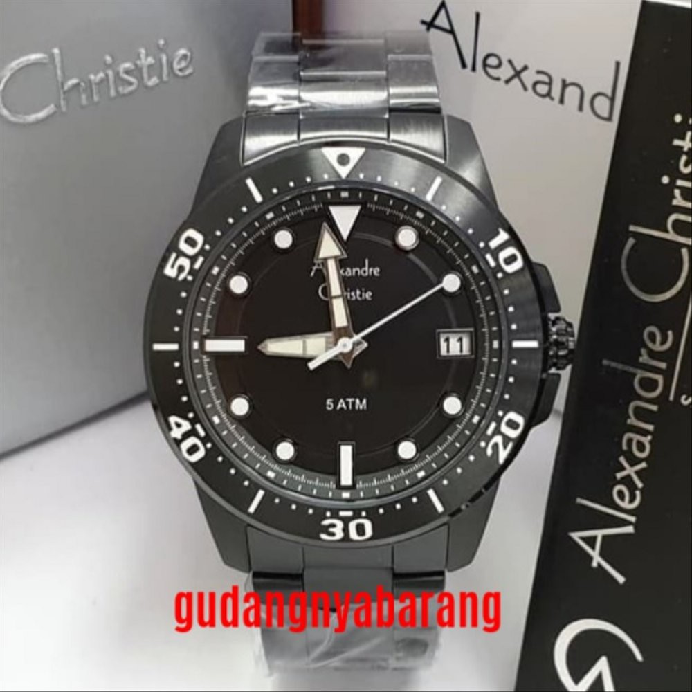 JAM TANGAN PRIA - LAKI - COWOK ALEXANDRE CHRISTIE AC 6517 FULL BLACK HITAM ORIGINAL Berkualitas