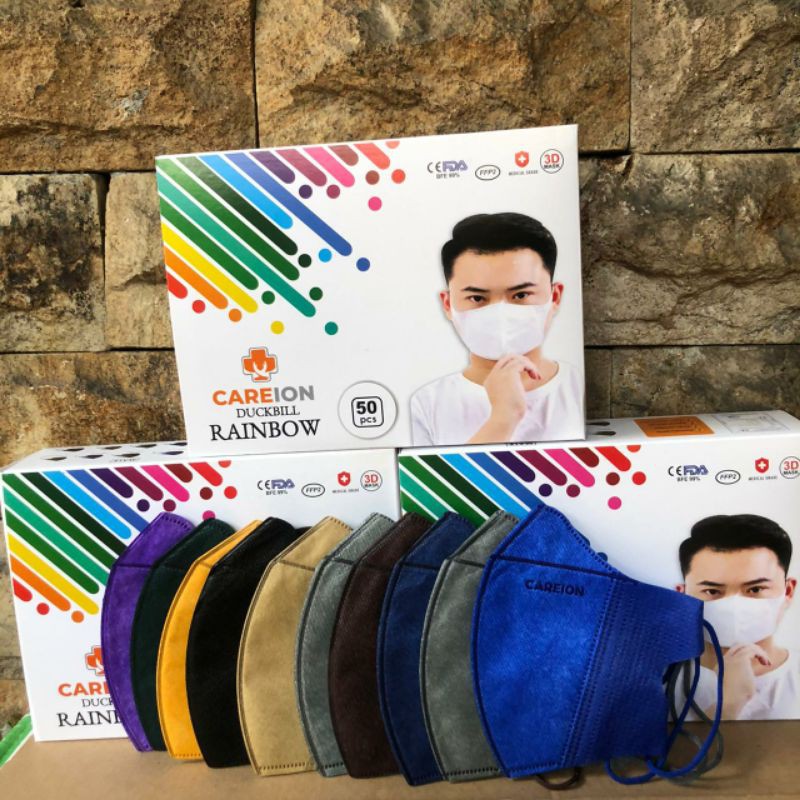 Careion - Masker Careion Duckbill Rainbow Dewasa isi 50pcs