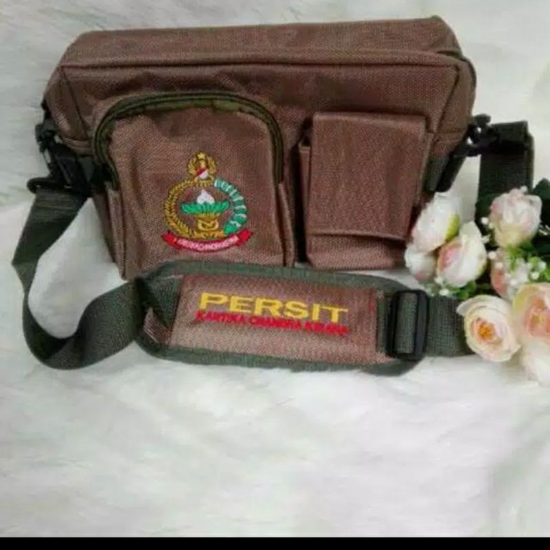 tas selempang persit coklat olahraga
