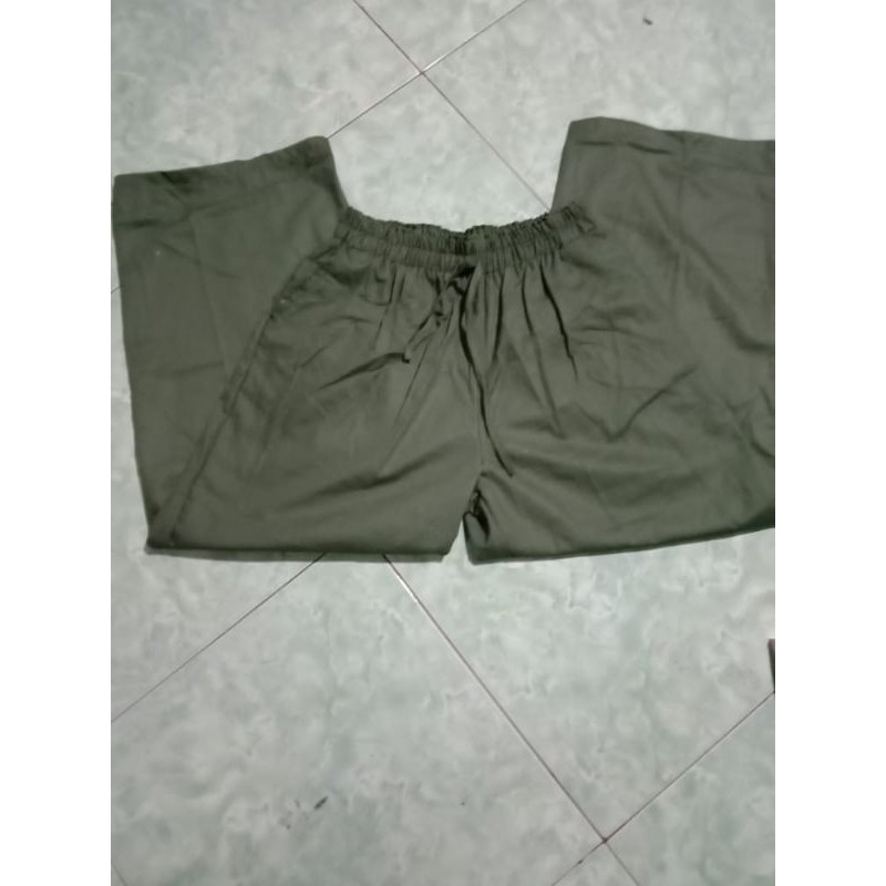 WIDI PANTS Bahan catton rami  Bangkok celana kulot jumbo panjang Casual Modern Bawahan  Simple-Hijau army