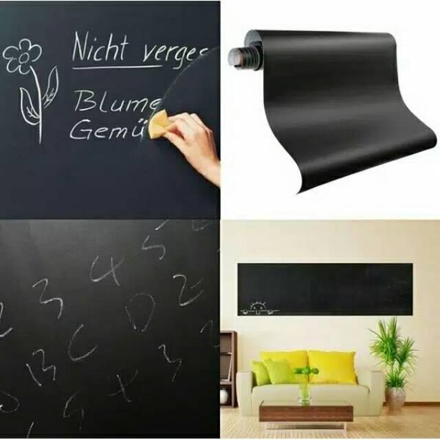

DFANCCIE 2 Meter Sticker Blackboard Wallpaper Papan Tulis FREE 5 Kapur Warna