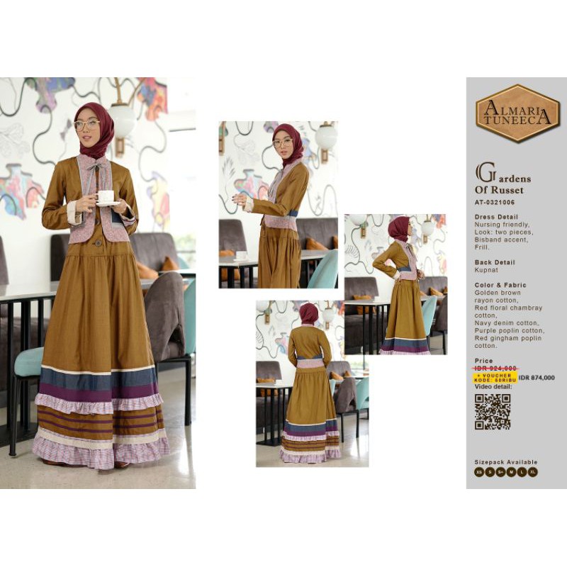 Almari Tuneeca AT-0321006 Maret 2021 Diskon Sale Promo Gamis Long Dress Murah