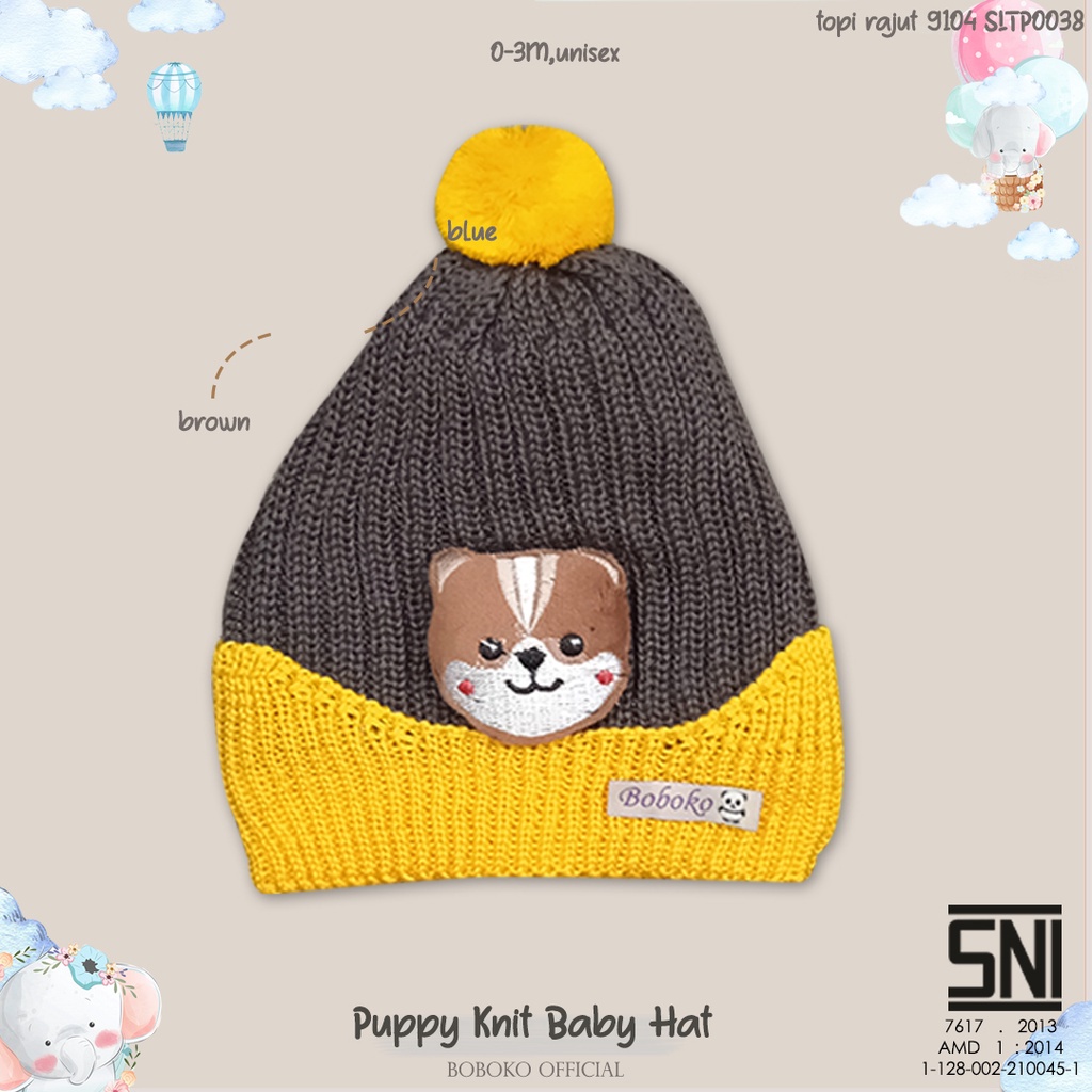 BOBOKO Topi Bayi Rajut Puppy Knit Baby Hat 0-4 bulan