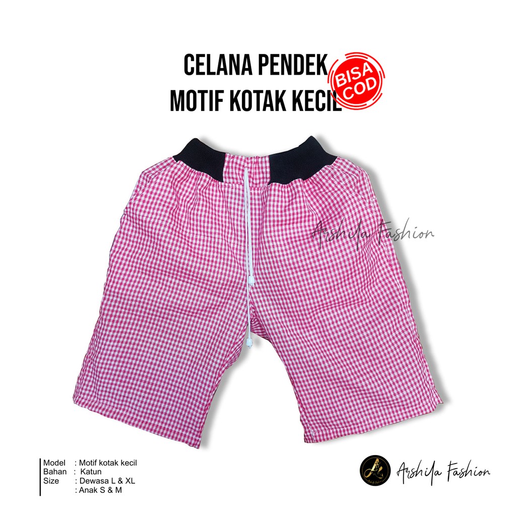 Celana Pendek Motif Kotak / Celana Kolor Pendek / Celana pendek anak / Celana Pendek dewasa