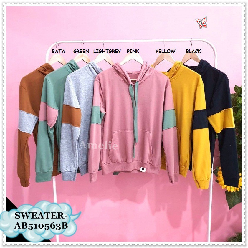 [baju wanita korea] B Sweatshirt Sweater Hoodie Wanita Korea Bangkok Import