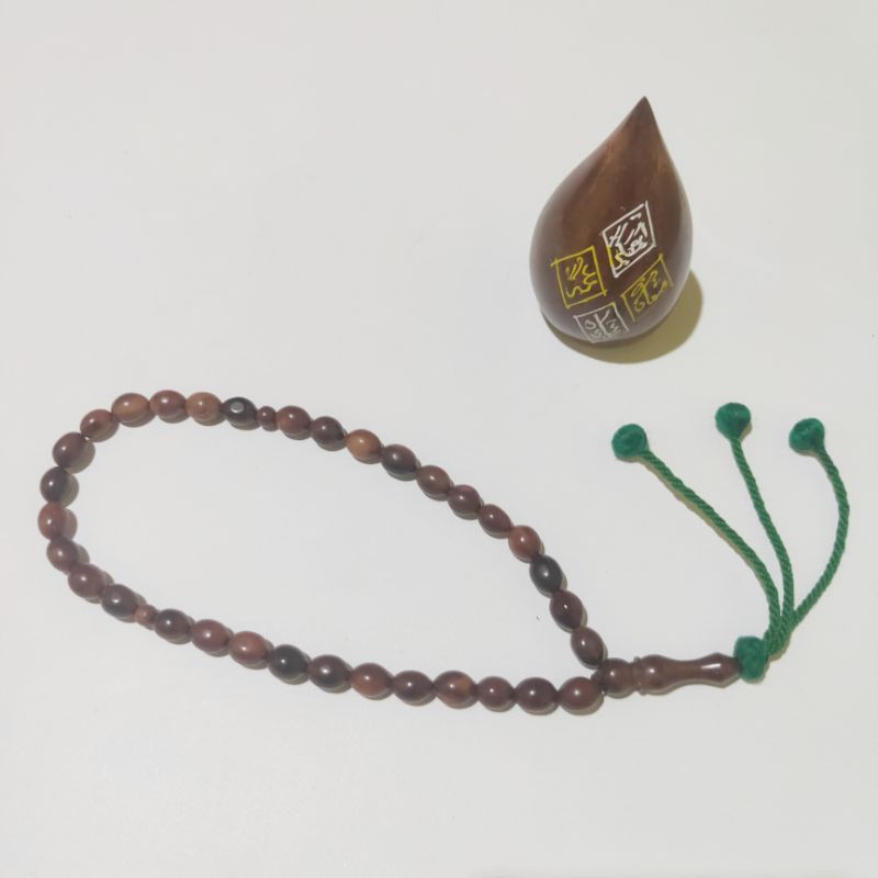 Tasbih koka kaukah 33 oval rumbai hijau original kokka kauka kaokah kaoka