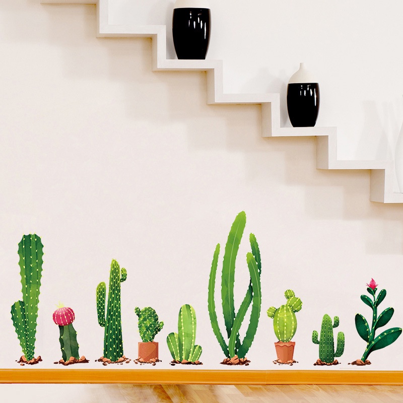 Reliza Wall Sticker Pot Cactus Hijau Garden LDR99312 Stiker Dinding