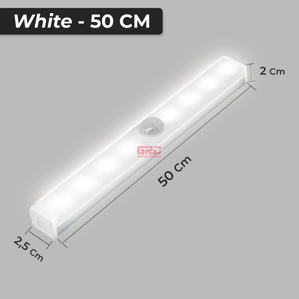 Lampu Baca Tempel Magnetic LED Sensor Gerak Lampu Dinding Lemari Kamar-50cm White