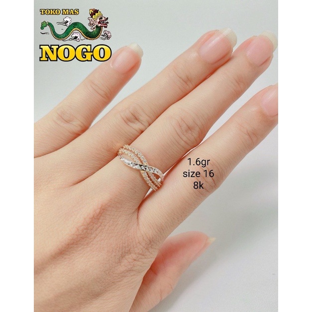 Cincin Fashion Kombinasi Emas Asli 1,6 gram