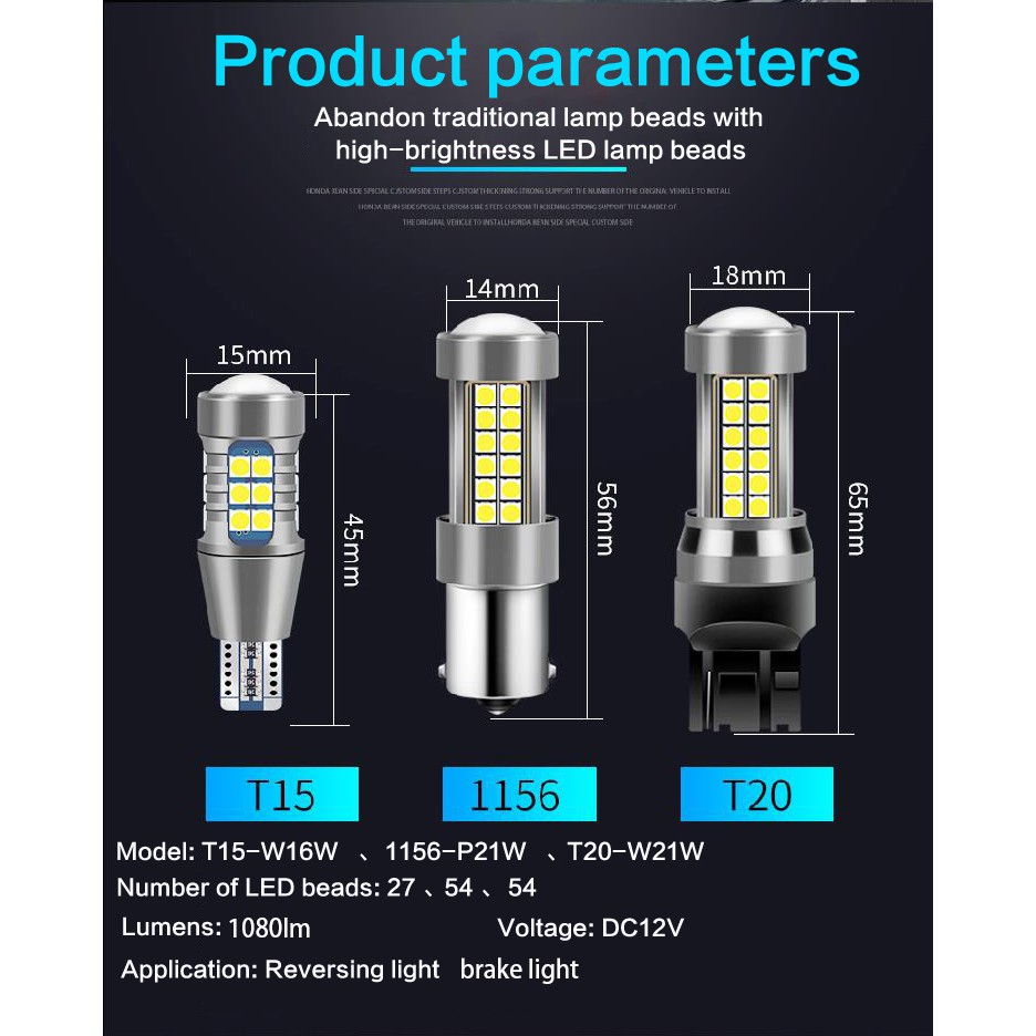 1pcs Mobil LED reverse cahaya lampu rem Sepeda Motor lampu bulb 1157 1156 T20 T15 W21W BA15S