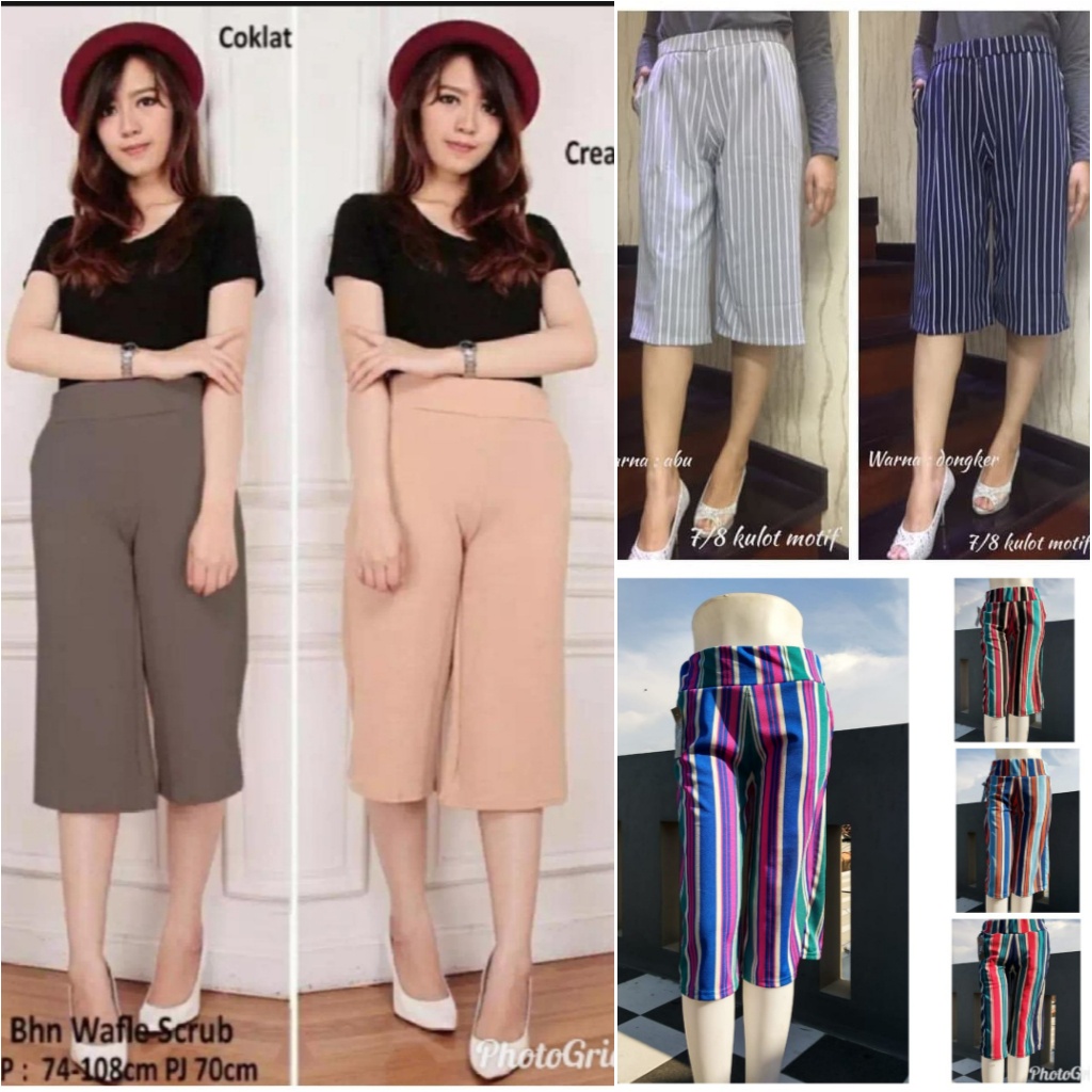 KULOT PENDEK 7/8 WANITA POLOS SALUR NORWAY / Celana Pendek Dewasa Milano Crepe Daily Pants Murah