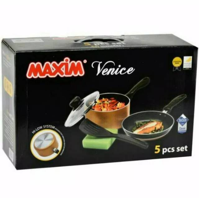 Maxim venice set panci wajan penggorengan frypan teflon 5 pcs set